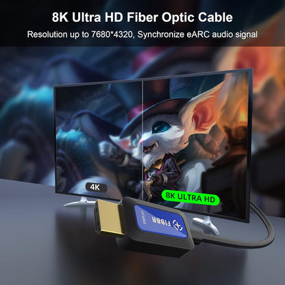 GeoHN.G 8K Fiber Optic HDMI Cable 1M, 48Gbps High-Speed HDMI 2.1 Cable 8K@60Hz 4K@120Hz Dolby/Dynamic HDR/HDCP 2.3/eARC Compatible with Blu-ray/TV Box/HDTV/Projector