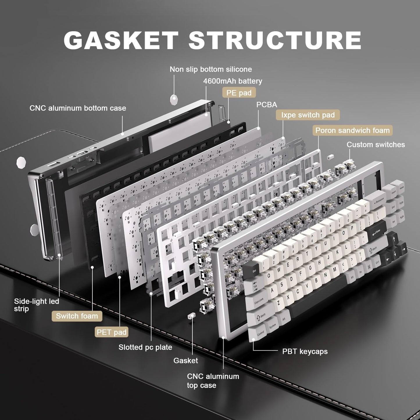 Tastatura YUNZII AL71 71 taste aluminiu CNC RGB wireless