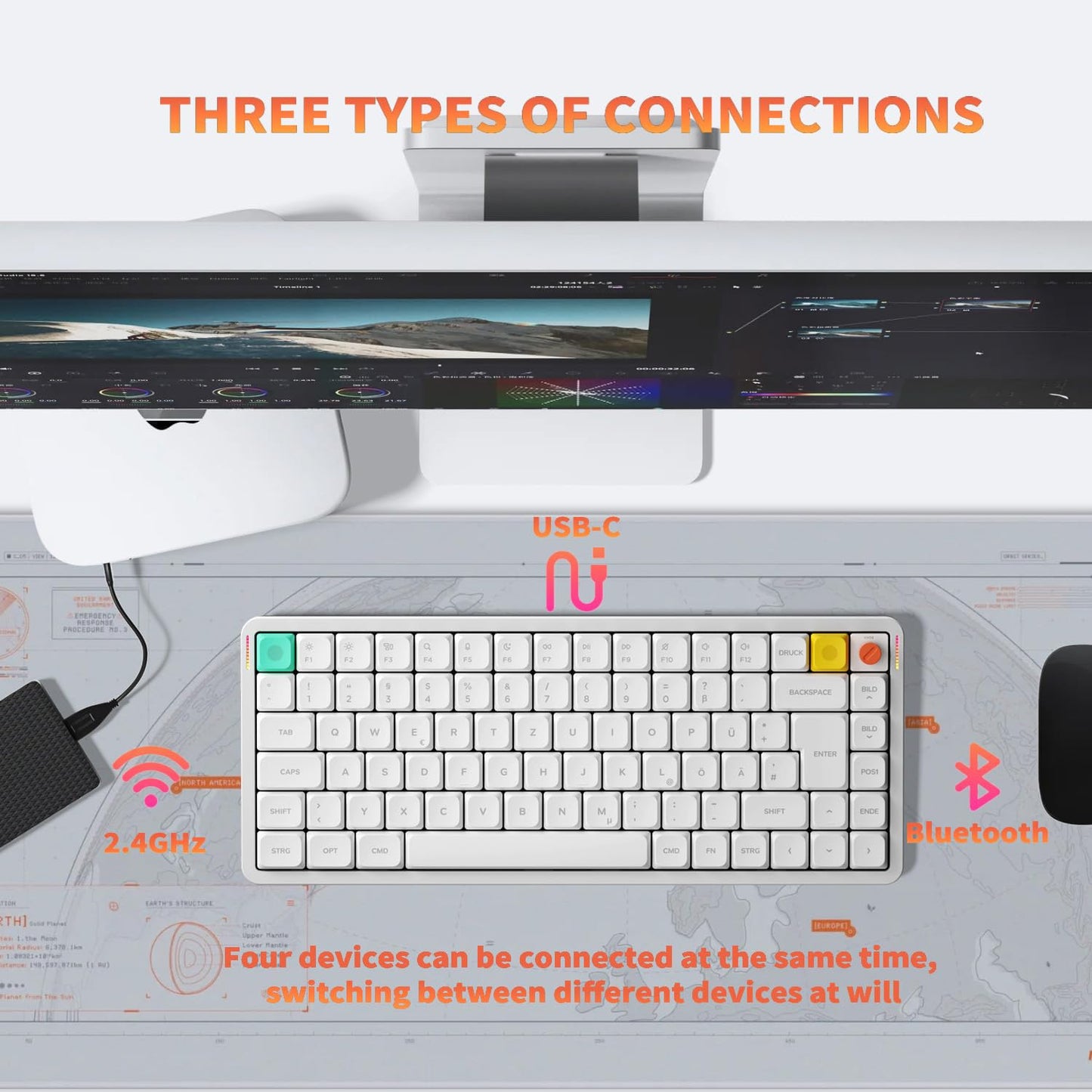 Tastatura nuphy Air75 V3 Wireless Mechanical QWERTZ 84 taste