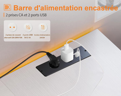 Birou gaming L-shape reversibil ODK, 2 prize + 2 USB, 168x120 cm