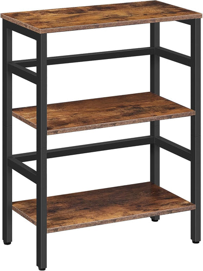 Etajera tip scara HOOBRO cu 3 niveluri, 60 x 28 x 81 cm, maro rustic si negru