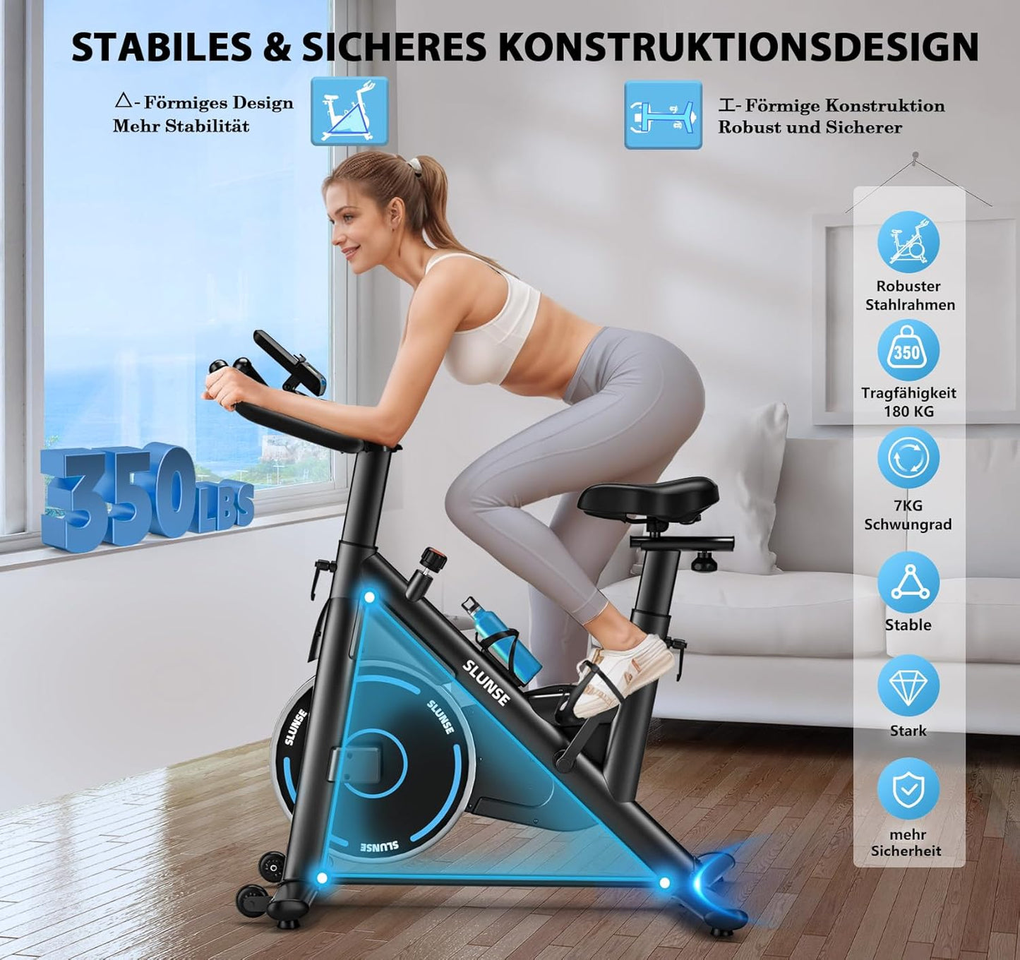 Exercise Bike, Adjustable Magnetic Resistance Spin Bikes Equipment for Home Use, Stationary Bike App Compatible with Digital Monitor, Upgraded Seat Cushion, 180KG Weight Capacity