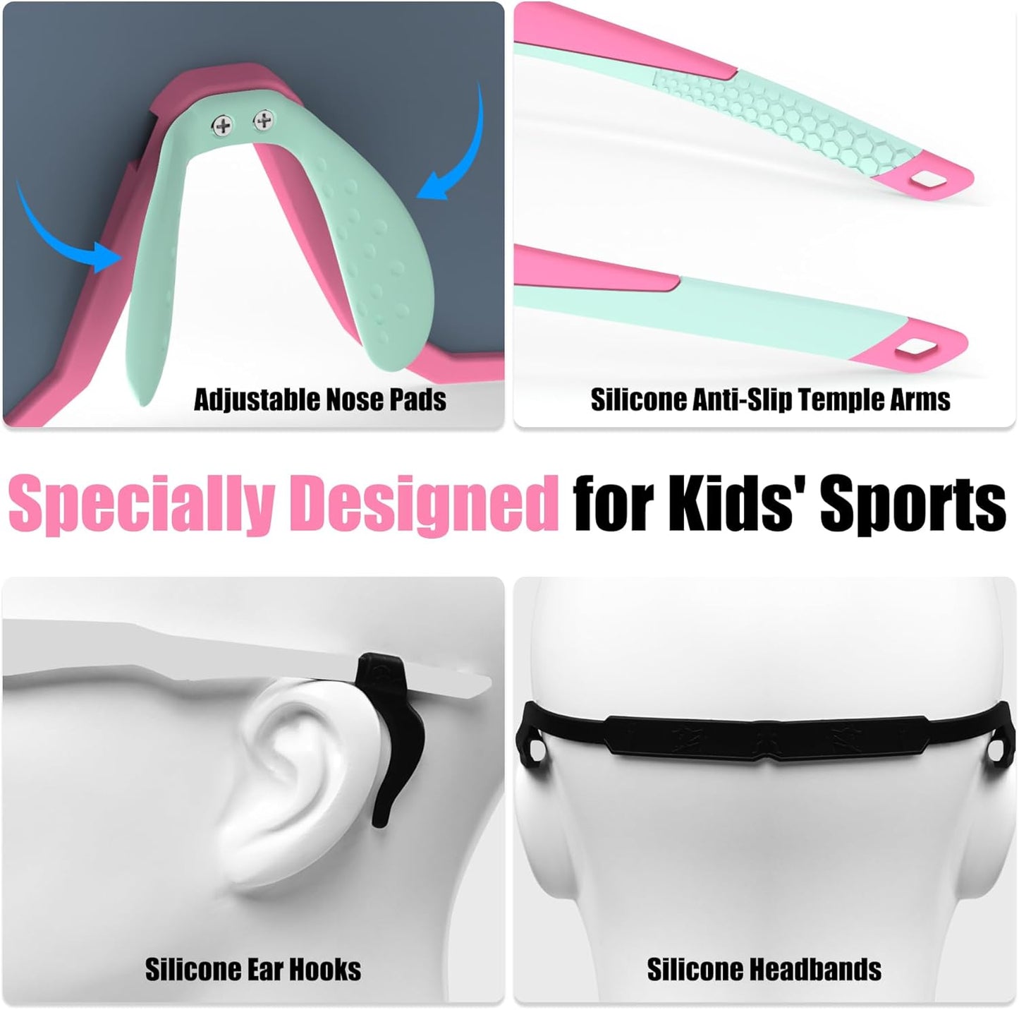 X-TIGER Children's Cycling Glasses Polarised Sports Glasses UV400 for Boys Girls Age 6-14 Years Outdoor Sports Sunglasses