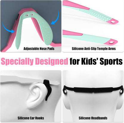 X-TIGER Children's Cycling Glasses Polarised Sports Glasses UV400 for Boys Girls Age 6-14 Years Outdoor Sports Sunglasses