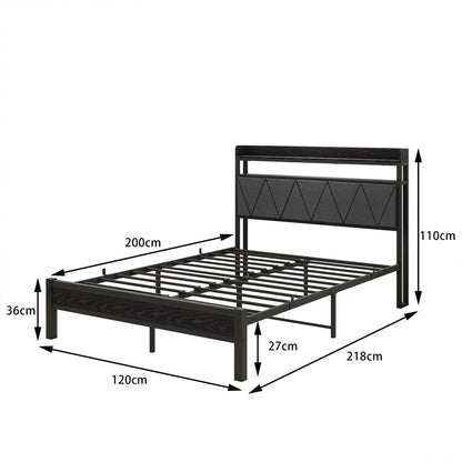 Pat tapitat VERFARM 120 x 200 cm cu LED si statie incarcare