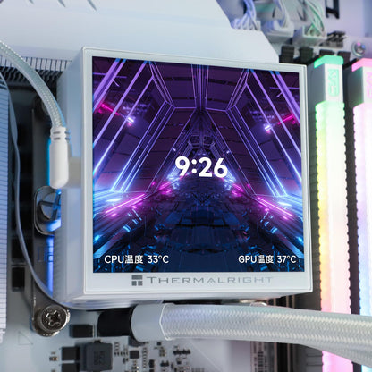 Thermalright Hyper Vision 360 ARGB White CPU AIO Refroidisseur de processeur AIO spécification PC 360 - Écran LCD IPS avec résolution 480 x 480 - Pour AM5 - Intel 1700/1851 - Pompe haute performance