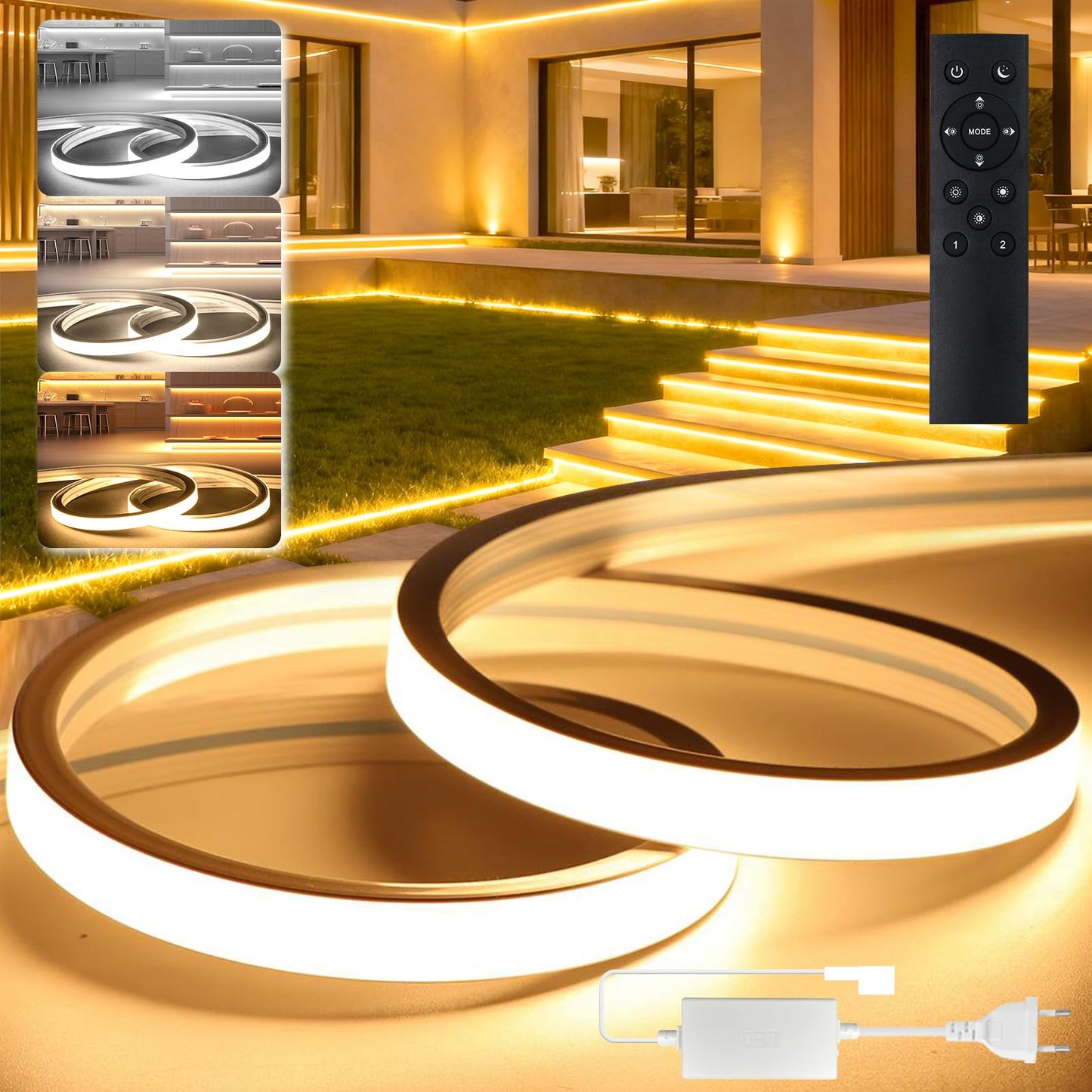 Banda LED BRIMETI 10 m RGBIC Neon IP65 cu control app si telecomanda