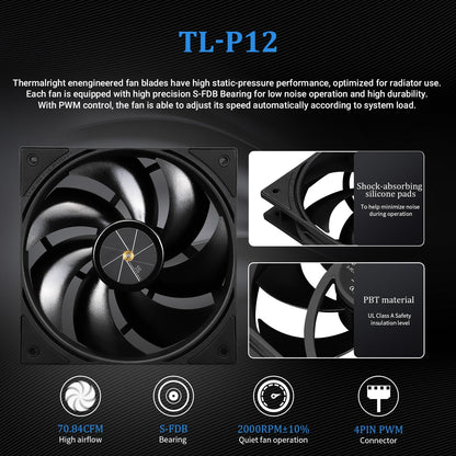 Thermalright FW 240 Black-240mm AIO CPU Liquid Cooler,IPS LCD Screen with 320 * 240 Resolution,for AM4/AM5,Intel LGA1700/1851,”2.4 inch”Magnet-Absorbent LCD Screen for Images -Black