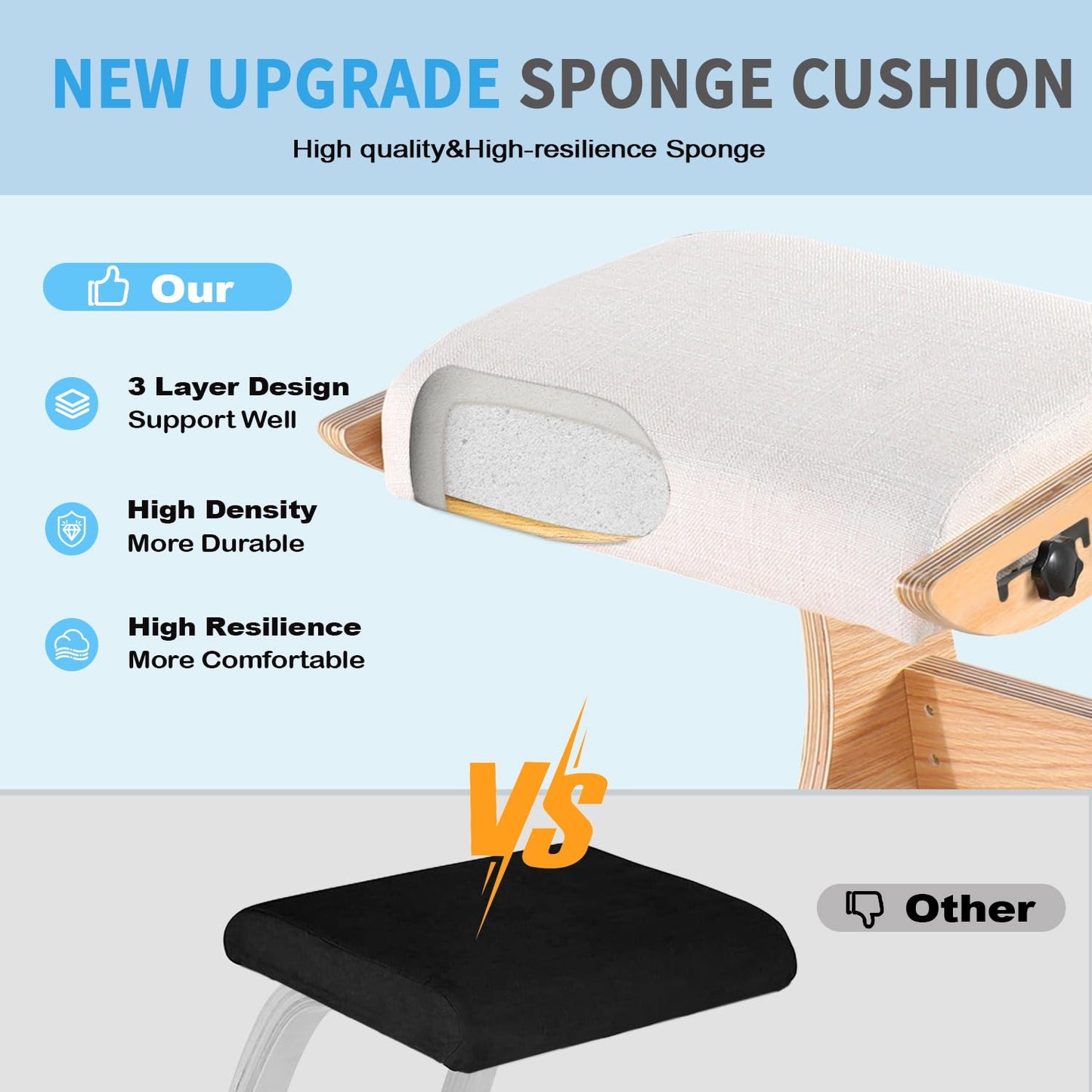 Scaun ergonomic genunchi MallVitally Ajustable din lemn alb