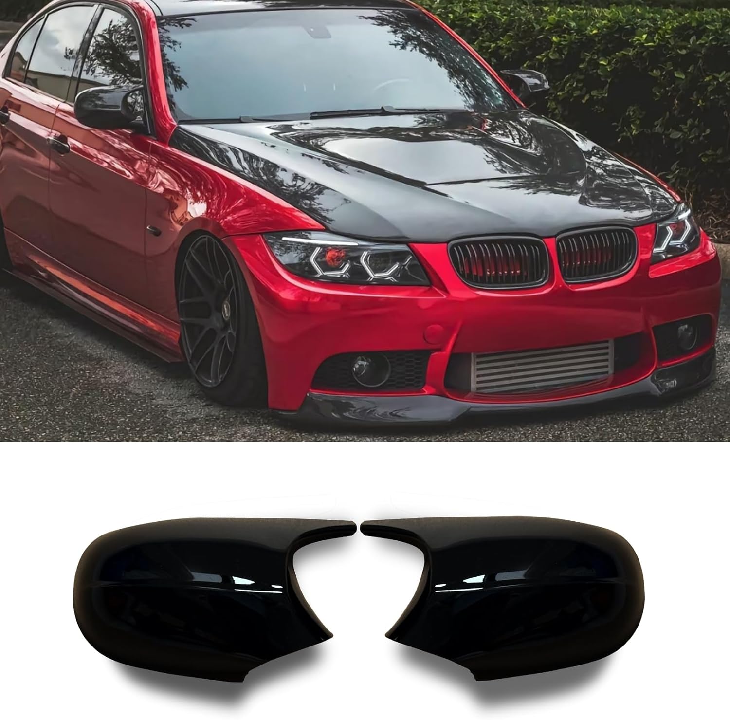 Door Mirror Cover Caps For BMW E81 E87 2008-2011 E90 E91 2009-2011 E92 E93 2010-2013 LCI Facelift Replacement Side Mirror Caps Gloss Black(For 1er E81 E87&3er E90 E91 E92 E93 LCI)
