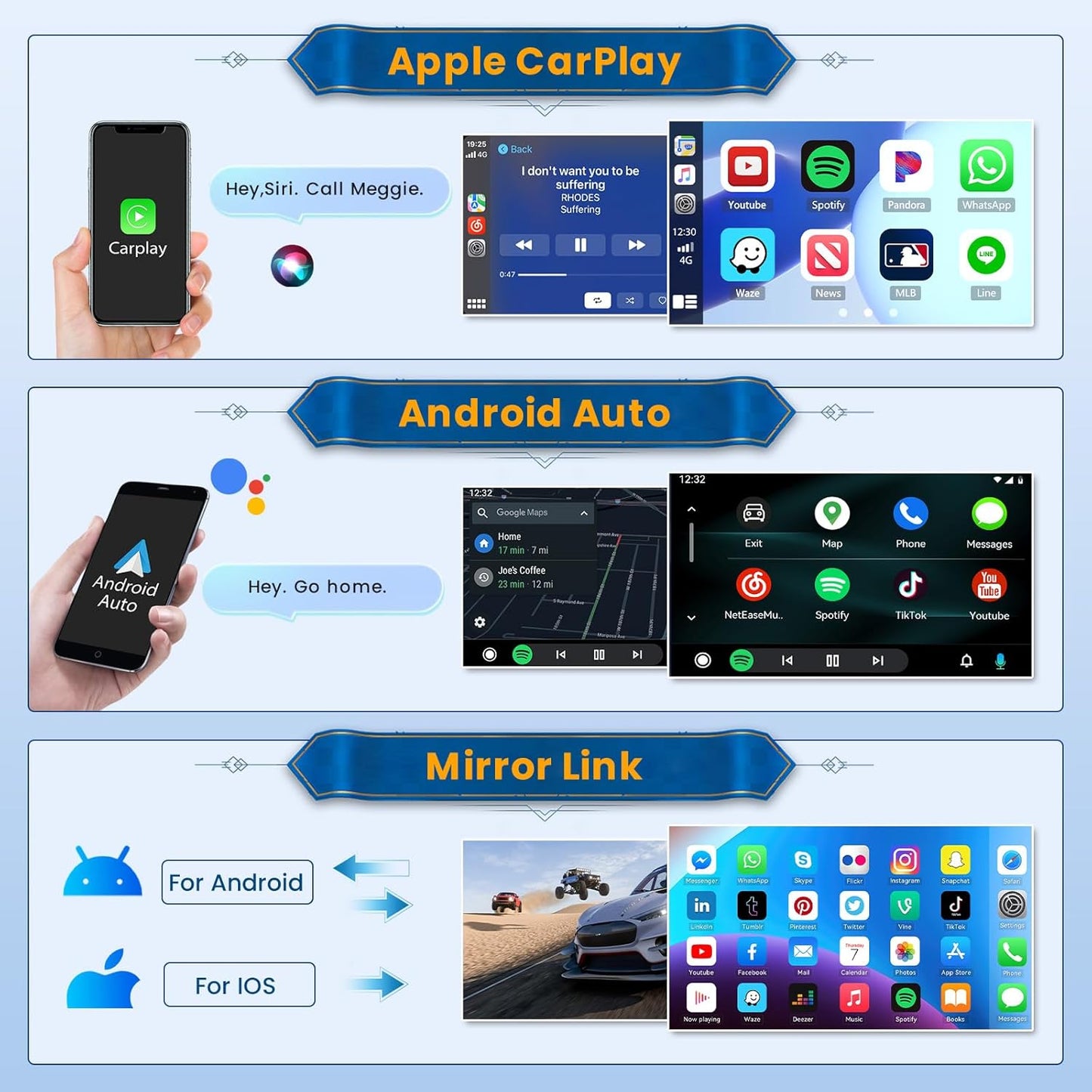 Inefala Android 15 Autoradio 1 Din CarPlay mit motorisiertem Bildschirm (2 + 64G), 7 Zoll Bluetooth Autoradio mit Wireless Android Auto CarPlay Mirror Link FM RDS GPS WiFi Rückfahrkamera AUX USB