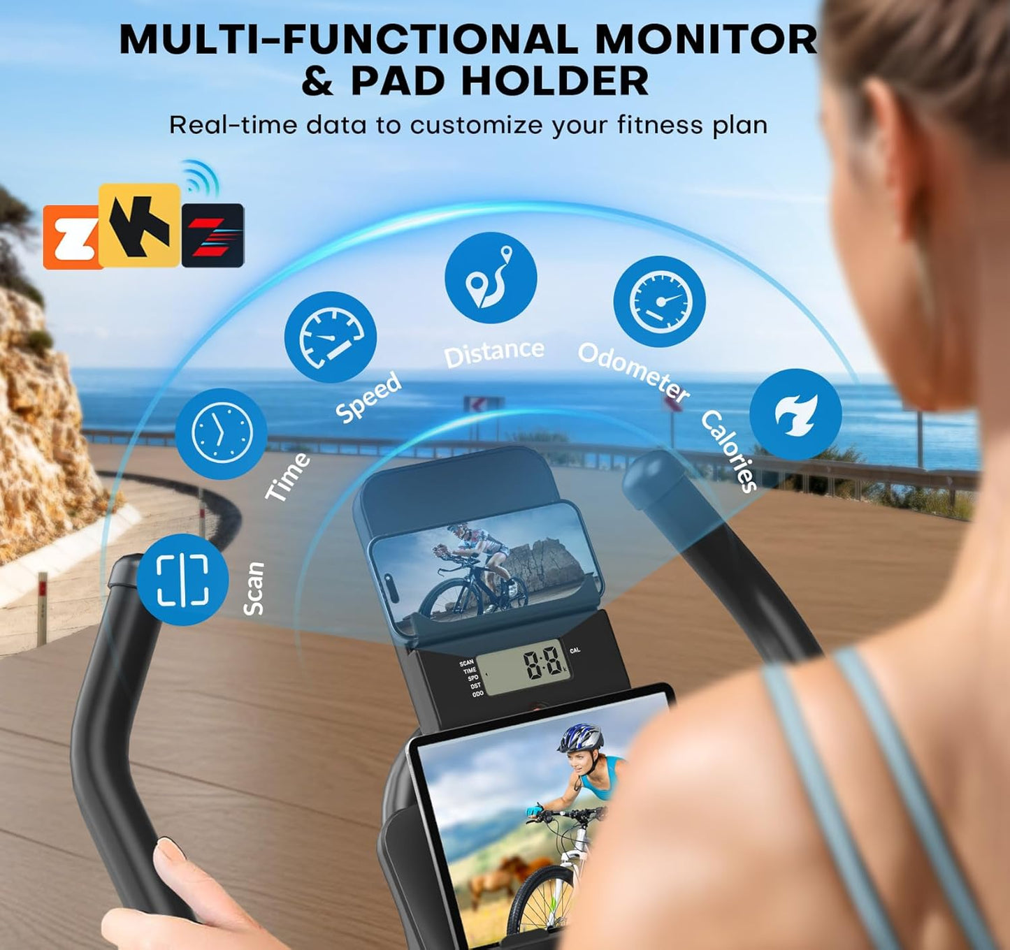 Exercise Bike, Adjustable Magnetic Resistance Spin Bikes Equipment for Home Use, Stationary Bike App Compatible with Digital Monitor, Upgraded Seat Cushion, 180KG Weight Capacity