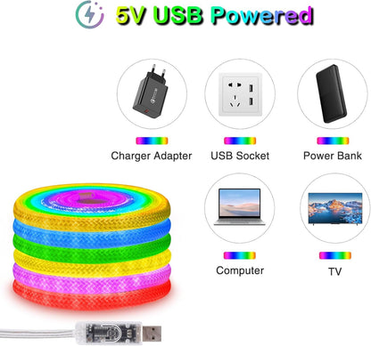 Banda LED 3M RGBIC Neon Rope Light 5V USB IP67 APP Remote