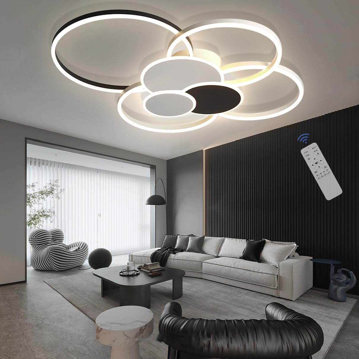 Lampa tavan LED Dimmable White + Black 68W 6800 lm telecomanda