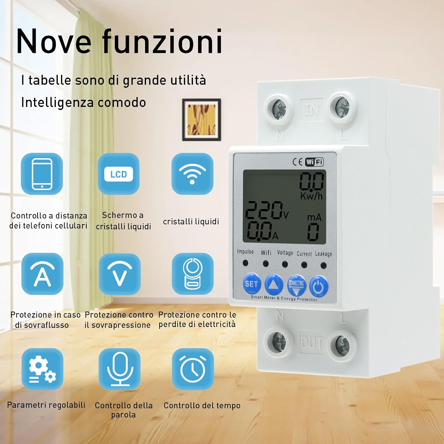 JOYELEC Smart WiFi Electric Meter Consumption Meter 63A 220V Real-time Monitoring, Time Switch Function, Overvoltage and Low Voltage Protection