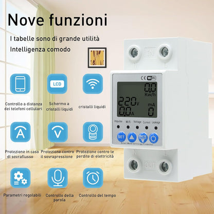 JOYELEC Smart WiFi Electric Meter Consumption Meter 63A 220V Real-time Monitoring, Time Switch Function, Overvoltage and Low Voltage Protection