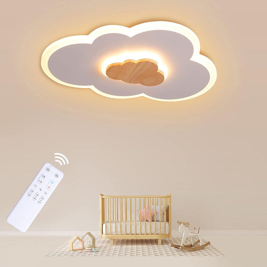 FANLG LED Ceiling Light, 40CM Cloud Light Dimmable Ceiling Lamp with Remote Control 3000-6000K, Kids Night Light 20W Wood Ceiling Light for Kids Room/Living Room/Bedroom/Hallway