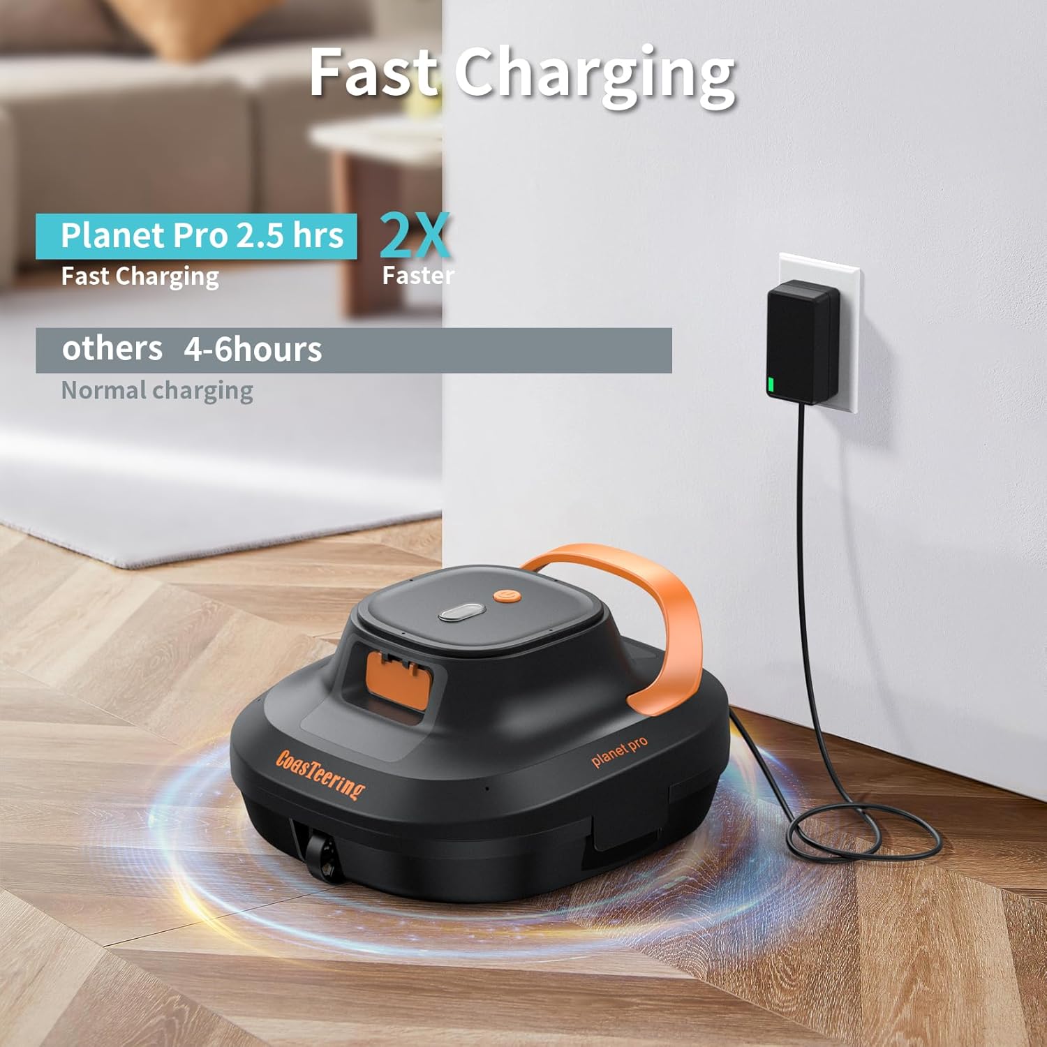 CoasTeering Pool Robot, Wireless Pool Vacuum Cleaner Battery, 120 Minutes Cleaning Time, 2 Brushless Motors, Self-Parking, One-Touch Start, Pool Cleaner for Above Ground Pools up to 120 m²