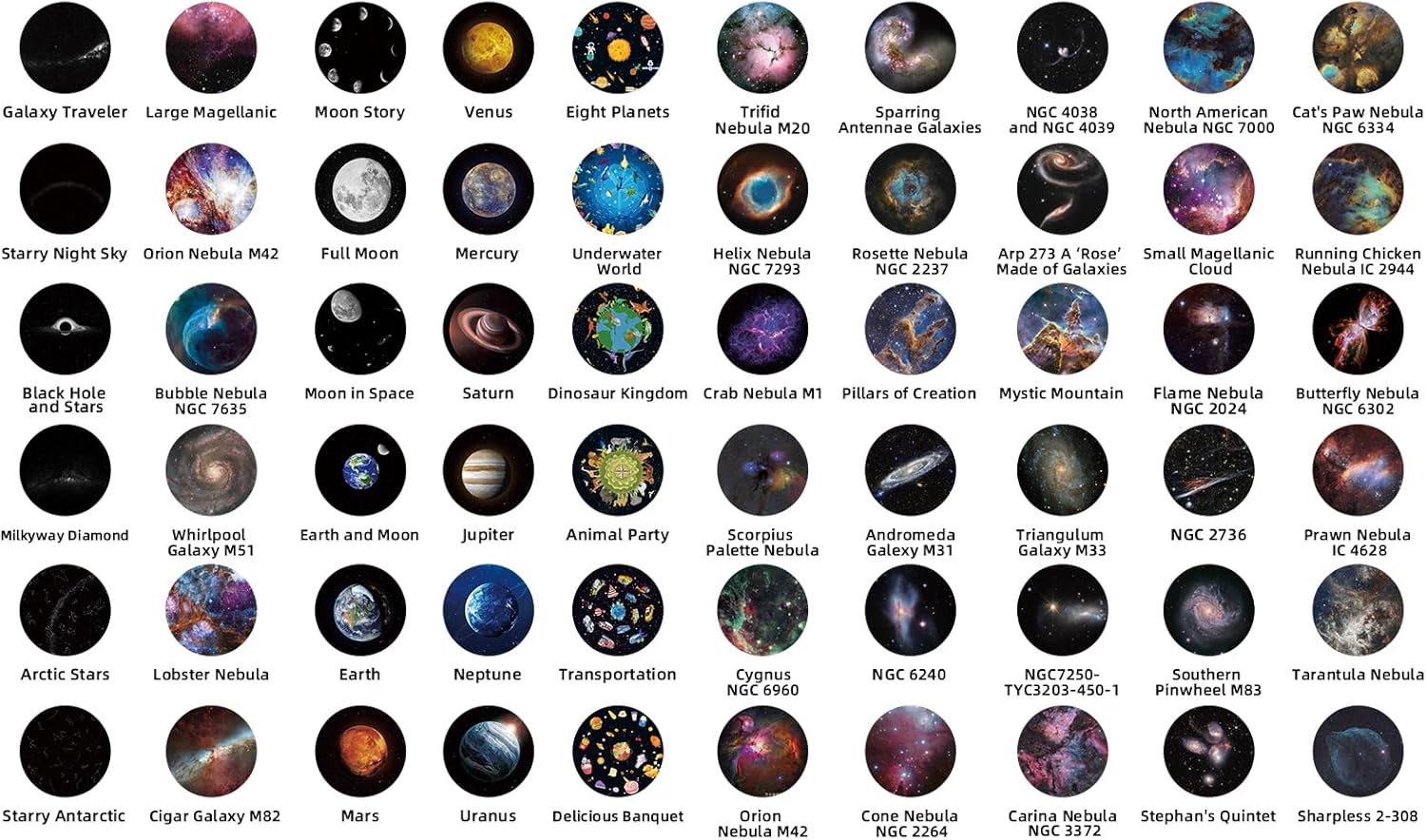 Realistic Discs for Ainael Meteor and Galaxy Projector - 5K Ultra HD Slides for Home Planetarium, 6-Disc Set Without Projector (Nebula 1)
