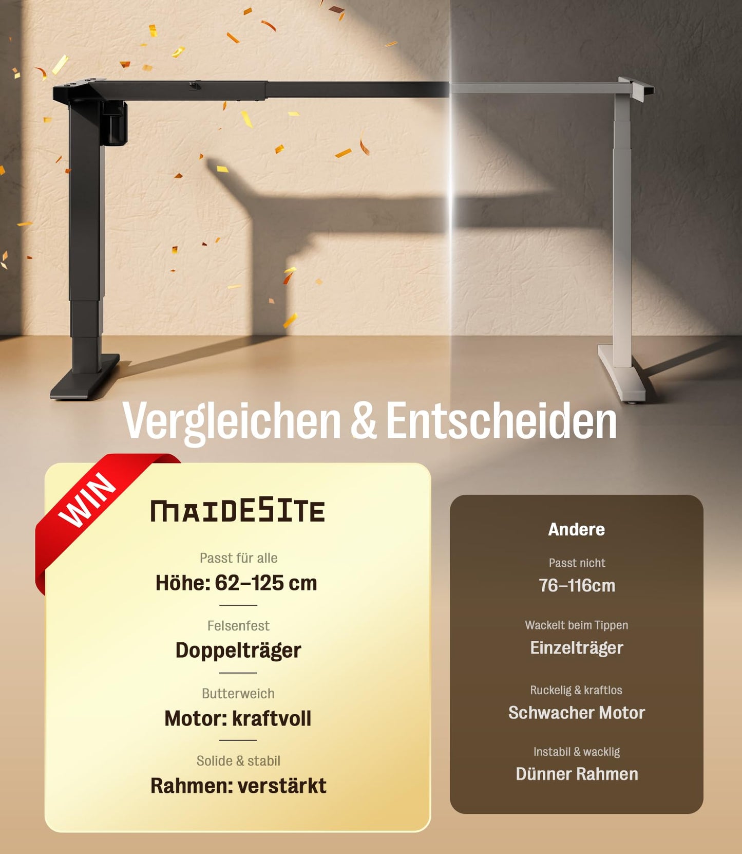 Birou reglabil MAIDeSITe T1 Plus motor silentios 100 kg