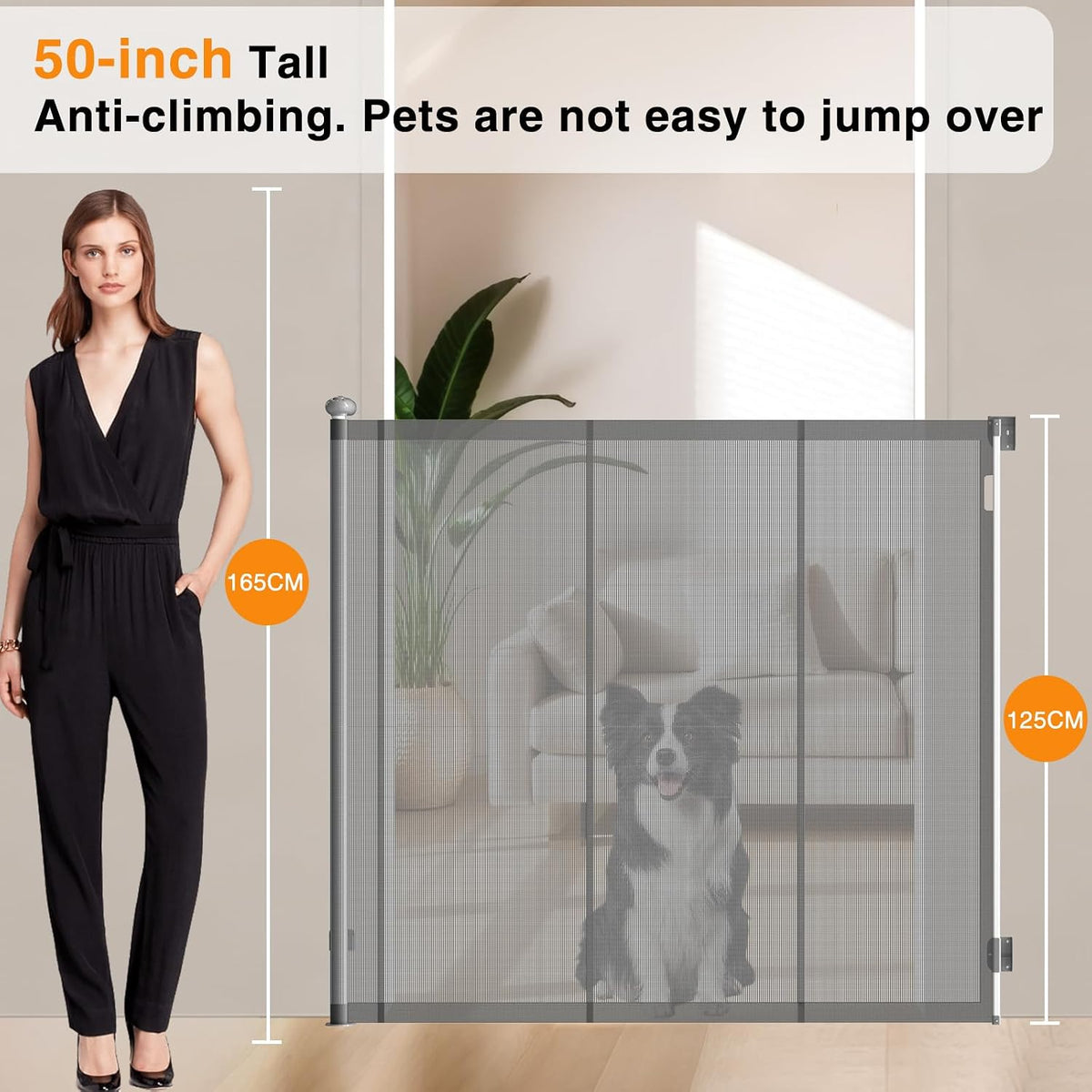 Poarta de siguranta retractabila Xifamniy pentru copii si animale, inaltime 125 cm, latime 200 cm