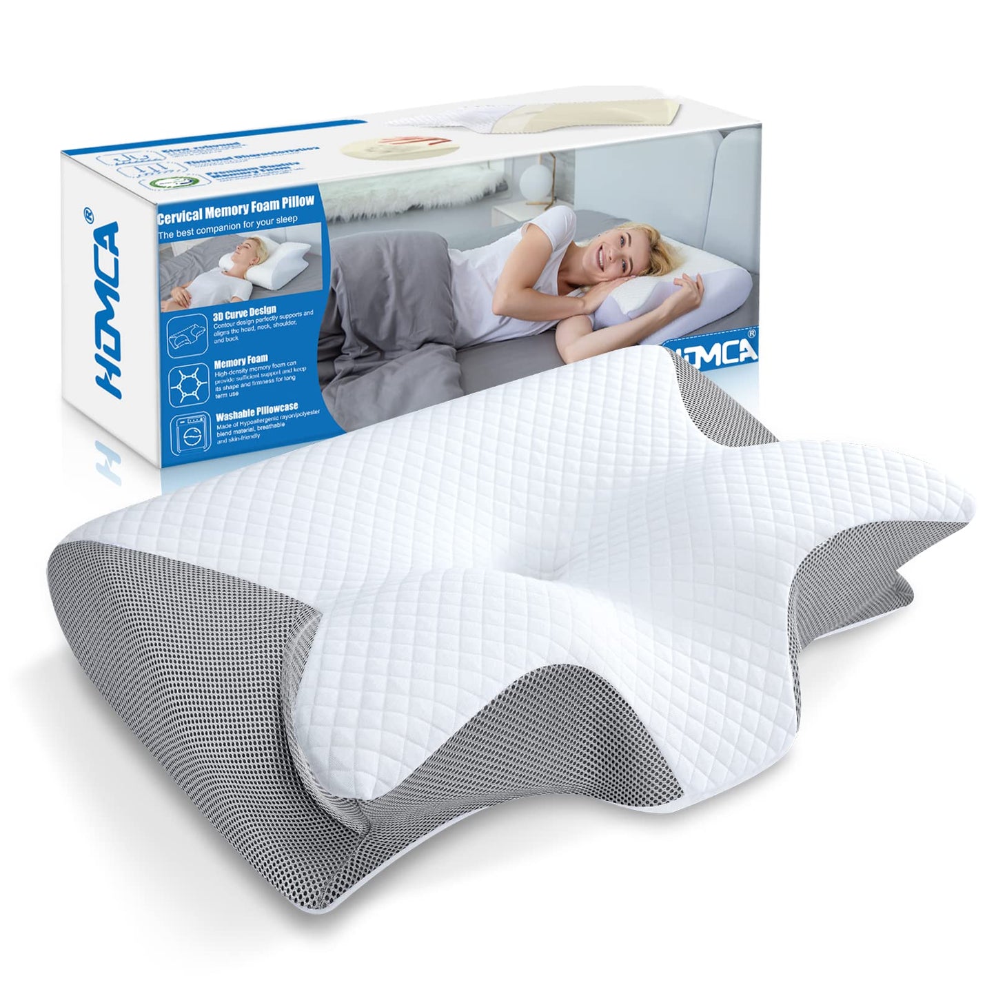 Perna ergonomica 2 in 1 Memory Foam HOMCA, suport gat/umeri, 60x40