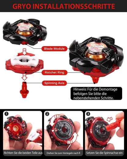 Jucarie titirez Set spinning top DEZAWRTY X4-12 piese cu 12 topuri si 2 lansatoare
