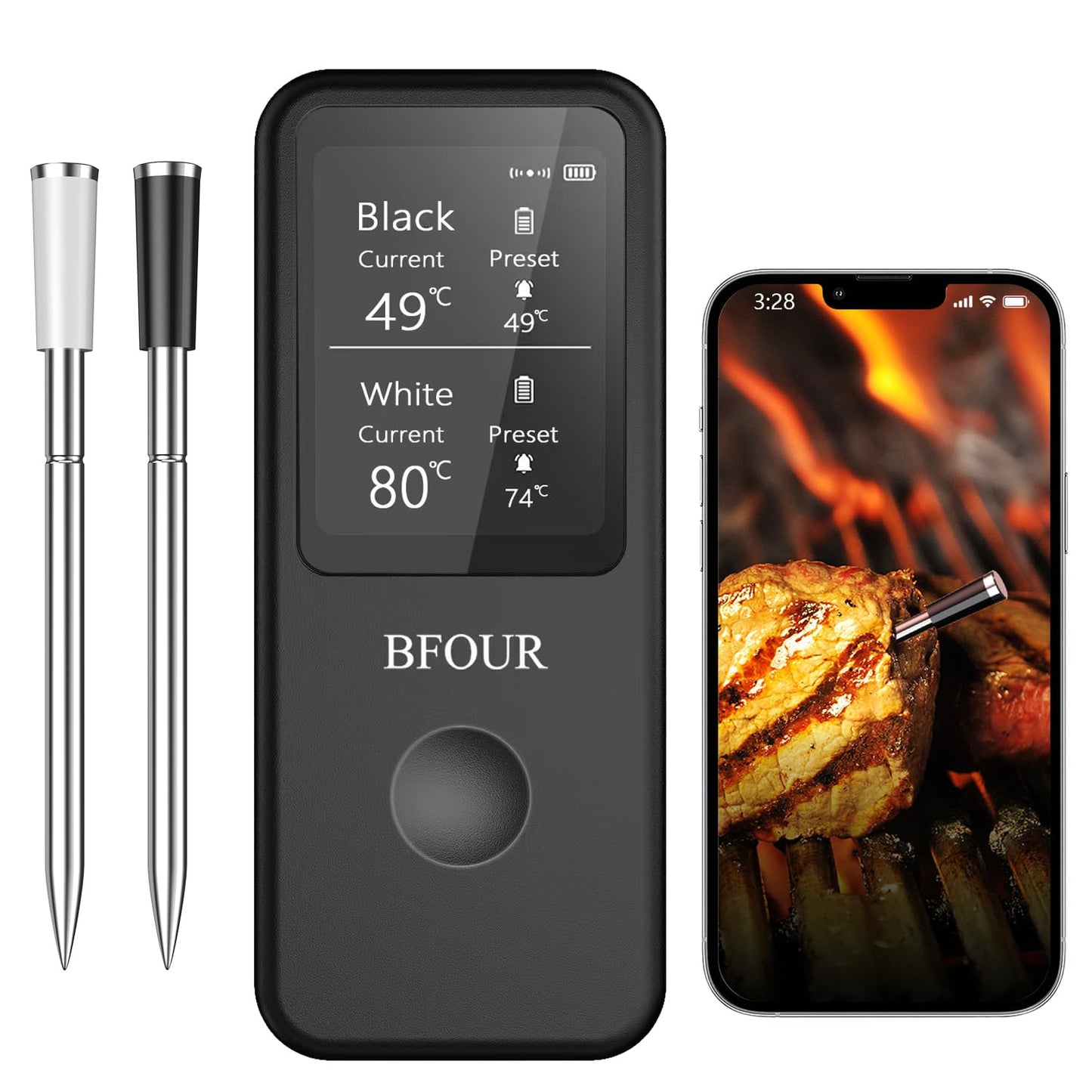 Termometru carne BFOUR BF-60 Bluetooth dublu sonda LCD 2.4 inch
