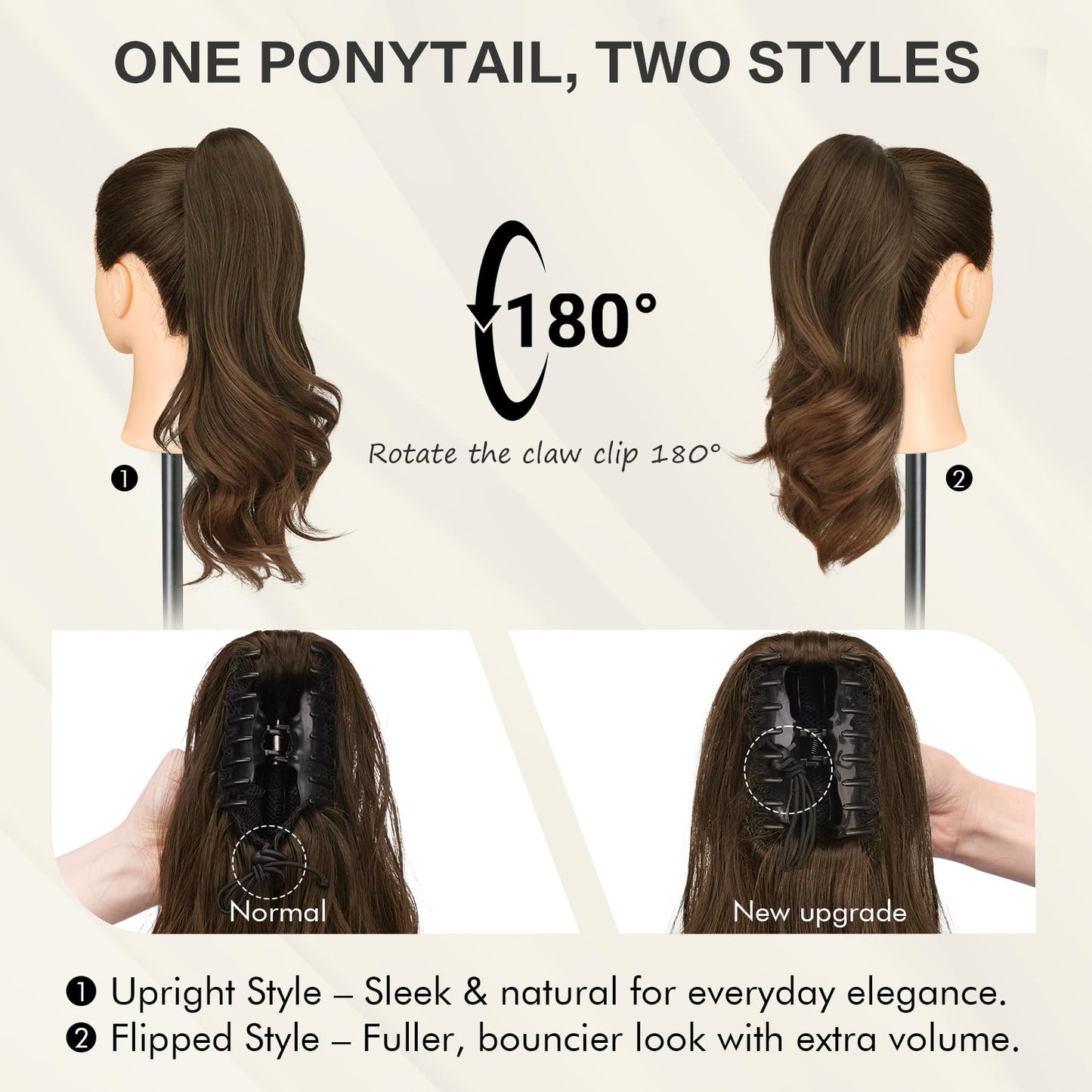 Coada de par Sofeiyan Claw Clip 16 inch Ondulata Dark Brown