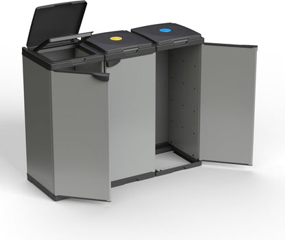 Dulap modular Adventa pentru separarea deseurilor, 102 x 38 x 87 cm, gri si negru