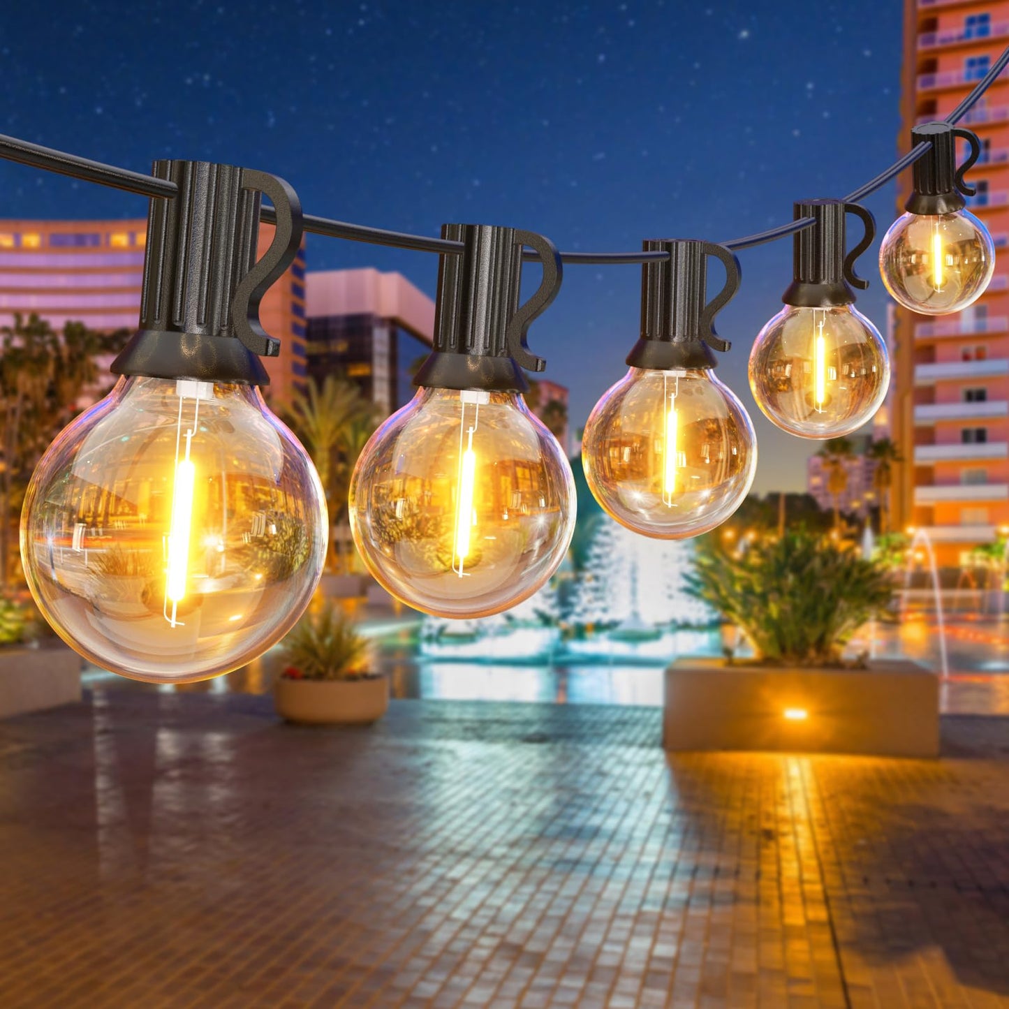 GPATIO LED Outdoor Fairy Lights, 45 m, Power, 75 + 2 Bulbs, Warm White G40 Plastic Bulbs, IP45 Waterproof, Indoor/Outdoor Fairy Lights for Garden, Patio, Weddings, Parties