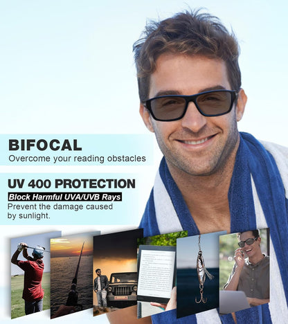 Set 2 Ochelari de Soare Bifocali Barbati Missfive – Ochelari de Citit cu Protectie UV, Rama Usoara TR90, Ideali pentru Pescuit si Condus
