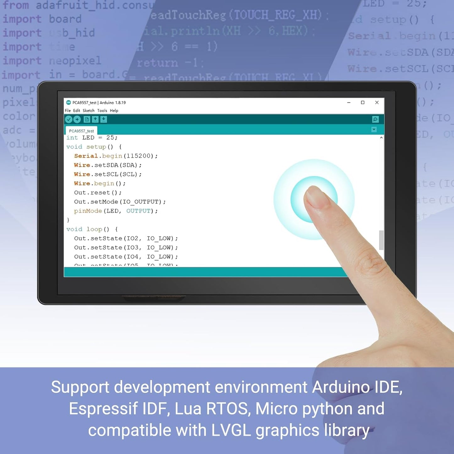 ELECROW Moniteur Tactile, 7.0 Zoll ESP32 HMI Display 800x480 RGB TFT LCD Touchscreen Kompatibel mit LVGL/Esphome-homeassistant/PlatformIO/Micropython
