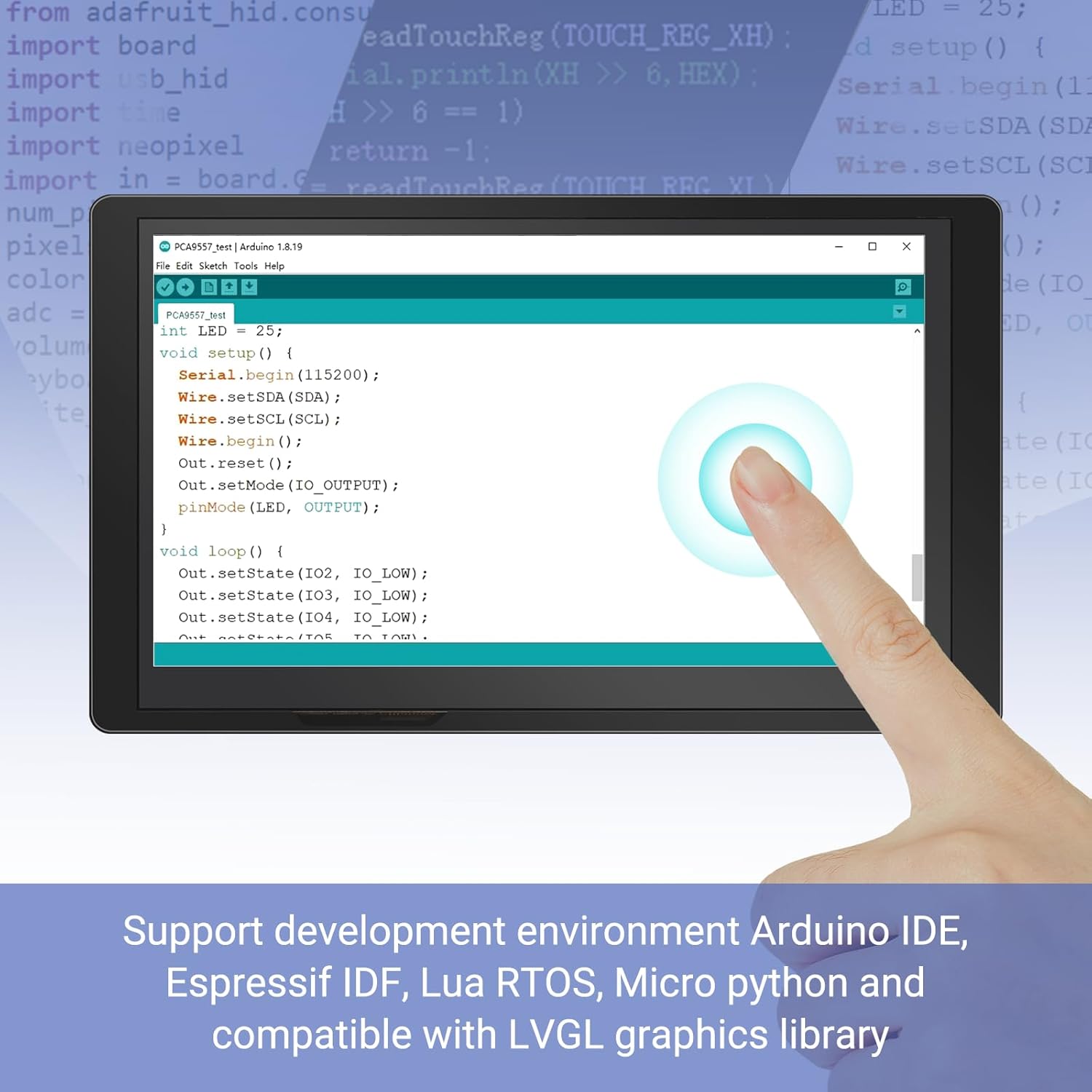 ELECROW Moniteur Tactile, 7.0 Zoll ESP32 HMI Display 800x480 RGB TFT LCD Touchscreen Kompatibel mit LVGL/Esphome-homeassistant/PlatformIO/Micropython