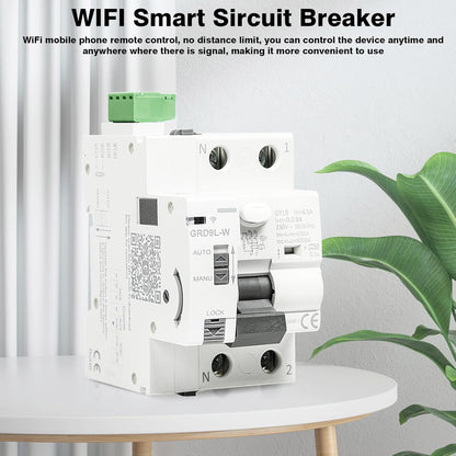 DEWIN FI Circuit Breaker, GRD9L-W Smart WiFi Circuit Breaker Manual/APP Remote Control Smart Switch 2P 63A 30mA AC 230V