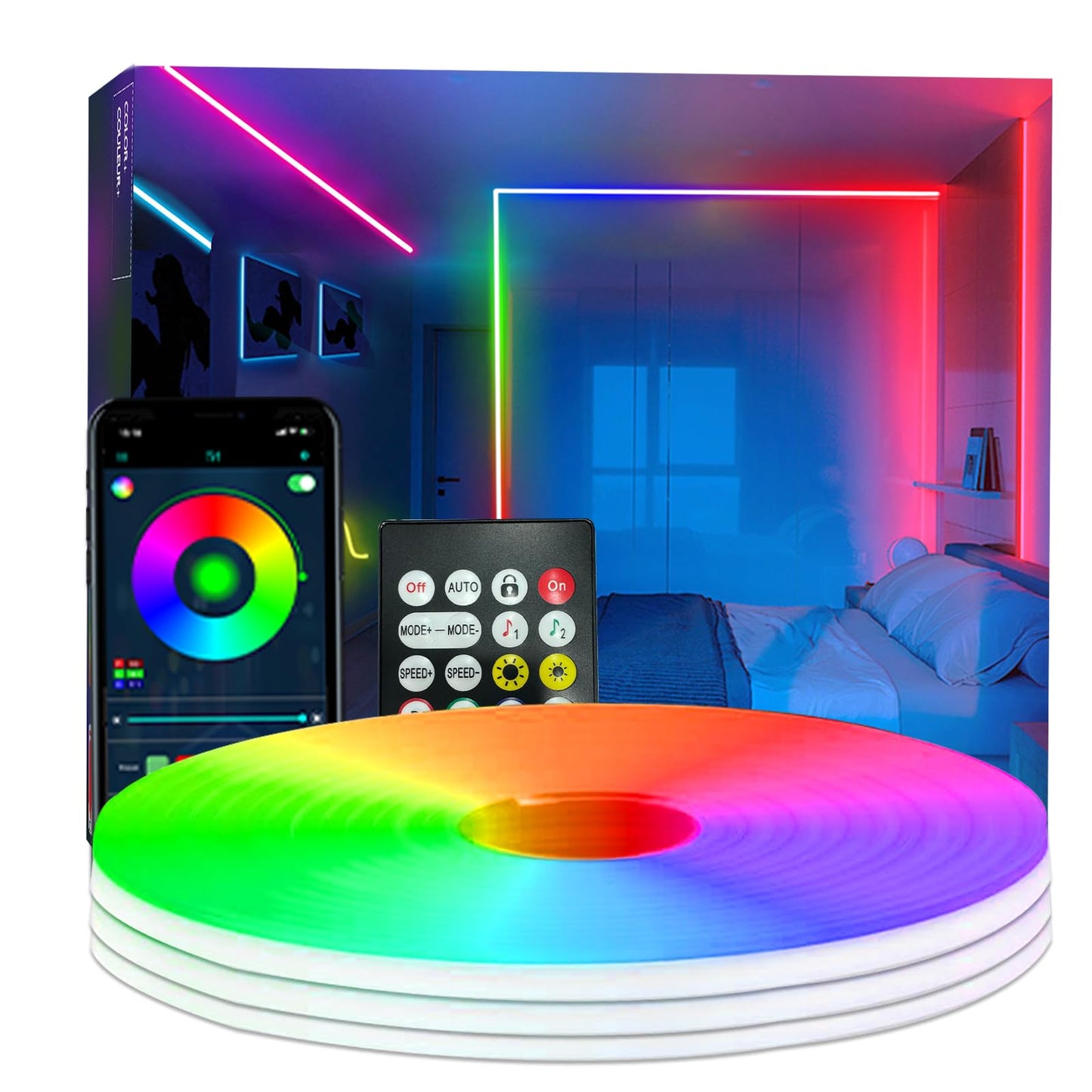 Banda LED Bvokon RGBIC Neon Rope Lights 20M Bluetooth App Remote
