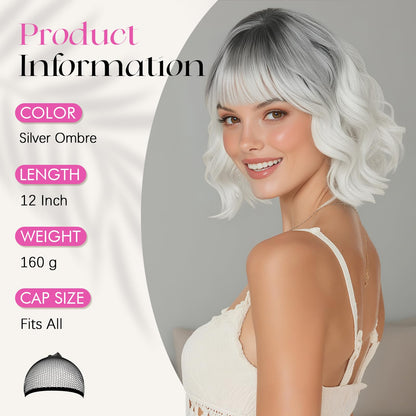 Peruca Sofeiyan Bob Wavy cu Breton 30 cm Fibra Kanekalon
