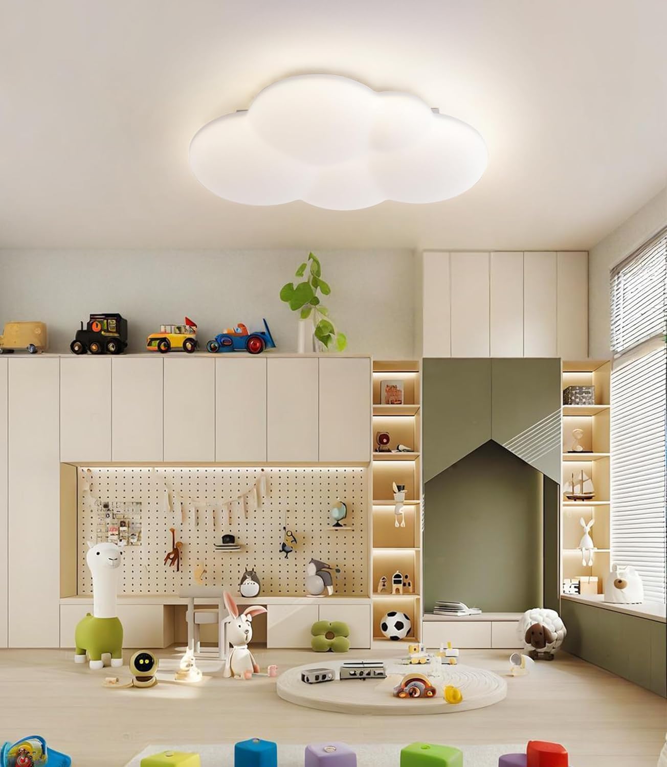 YUEEU PE soveværelse lampe børneværelse lampe loft LED loftslampe børneværelse 40 cm sky loftslampe børnelampe, dæmpbar sky lampe med fjernbetjening, loftslamper til børn, babyværelse