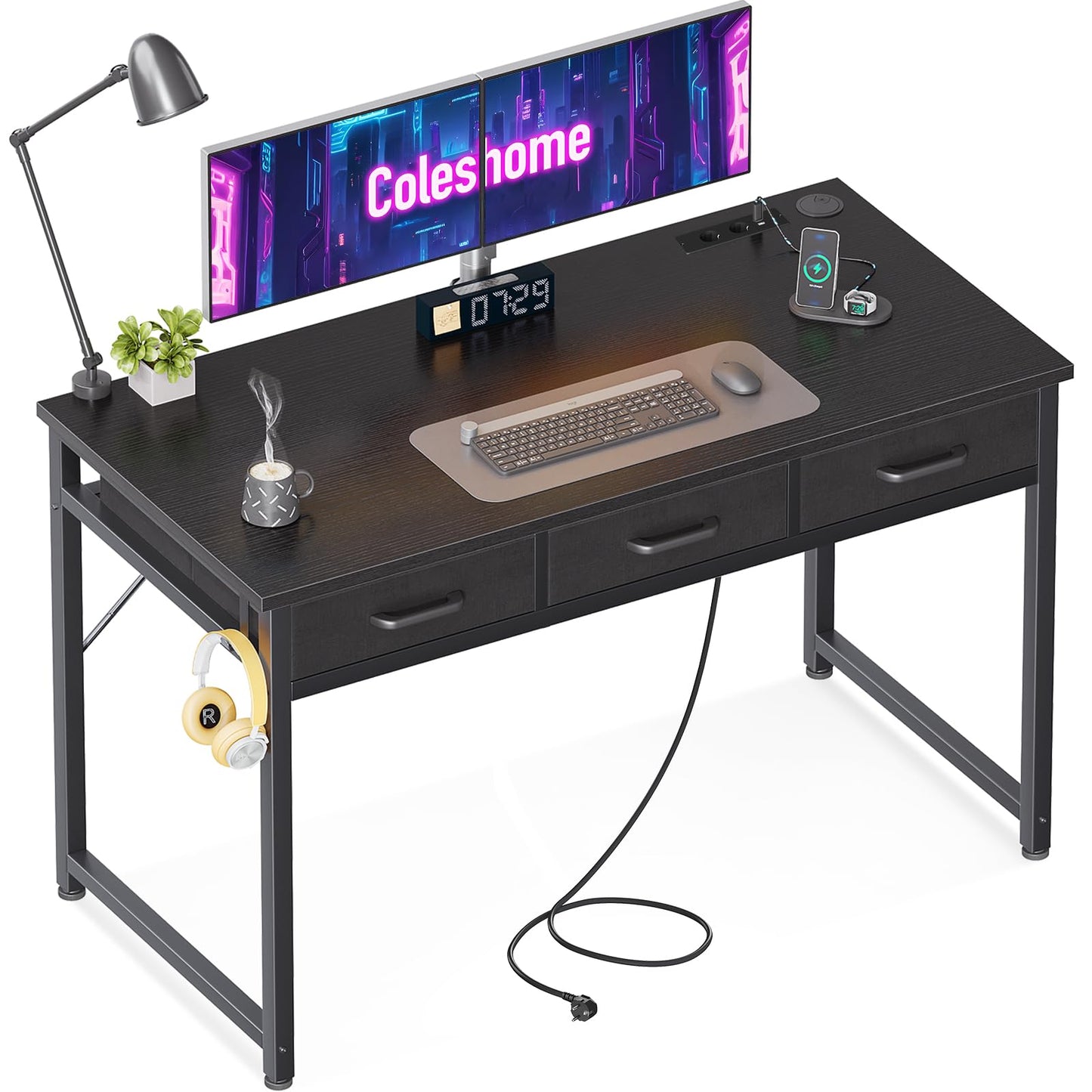 Birou Coleshome HRO-r26 120 cm cu 2 prize si 2 porturi USB