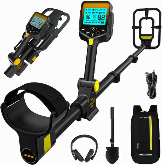 Metal Detector for Adults Professional, Up to 20 Hours of Extended Runtime, Adjustable Retractable Foldable Metal Detector Waterproof High Accuracy Gold Detector, Backlit LCD Display