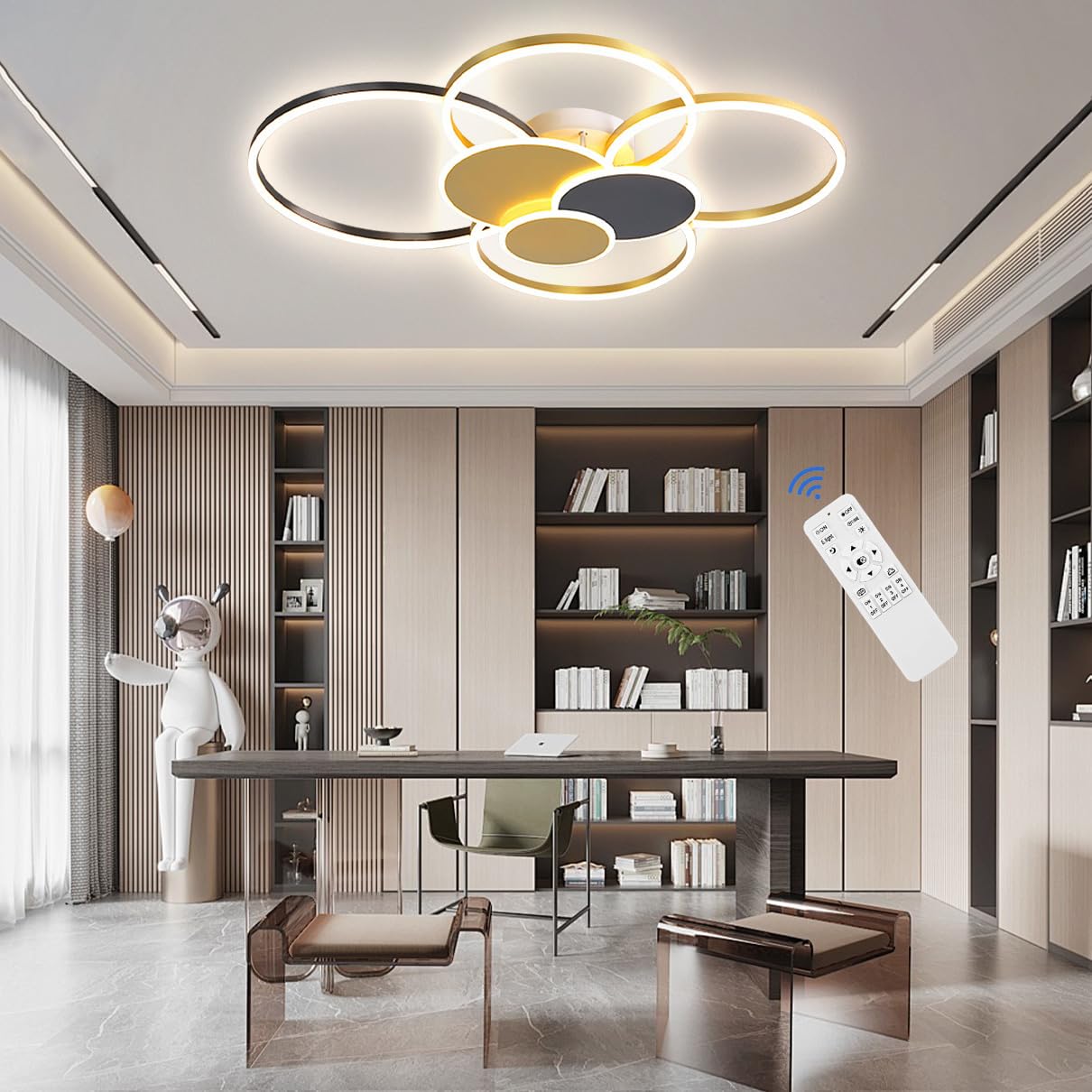 Lampa tavan LED Dimmable White + Black 68W 6800 lm telecomanda
