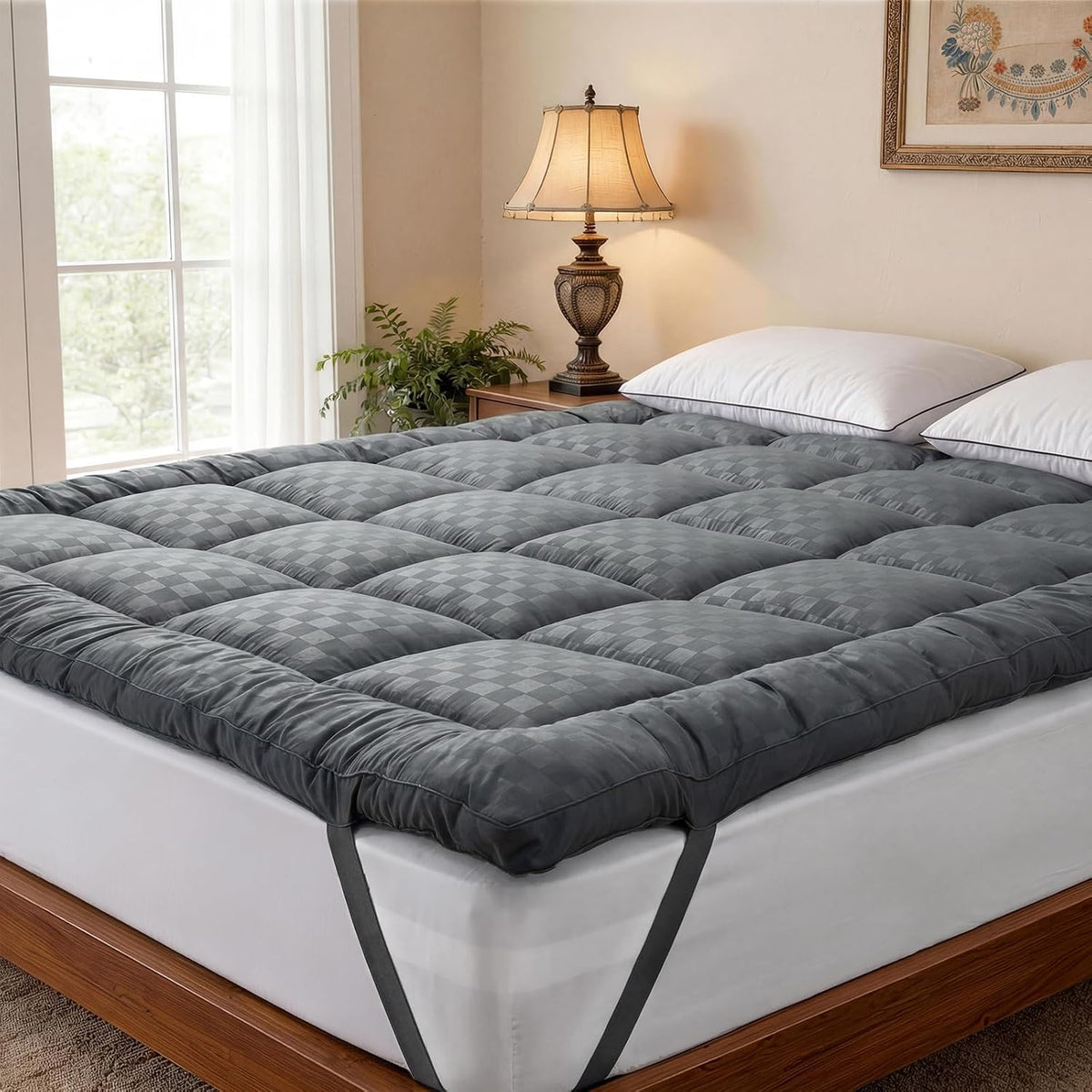 Topper pentru saltea Autsel 150 x 200 cm, 1000 g/m², hipoalergenic, gri