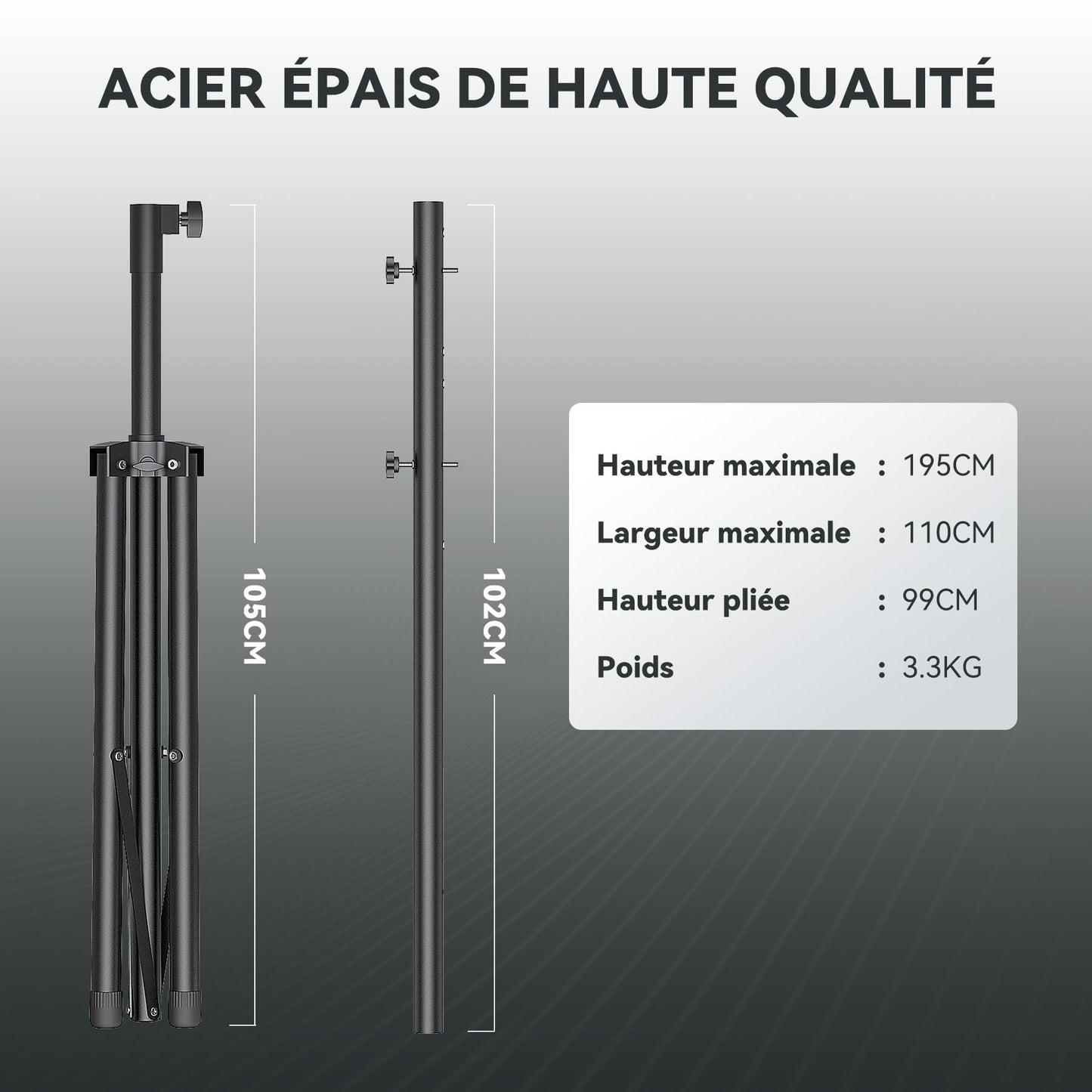 Suport dartboard SOLLA ajustabil metalic 173 cm, tripod portabil