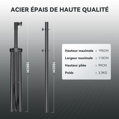 Suport dartboard SOLLA ajustabil metalic 173 cm, tripod portabil