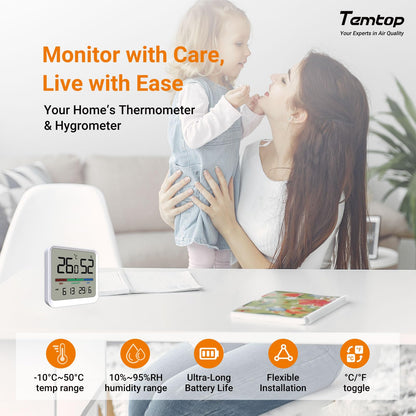 Monitor aer Temtop M10+ CO2 6-in-1 Bluetooth PM2.5 VOC