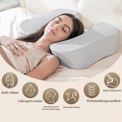 Perna HOMCA Pillow pentru dormit pe spate, spuma memorie, gri