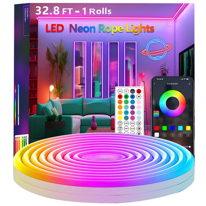 Banda LED Neon 10M RGB App Remote Music Sync IP65