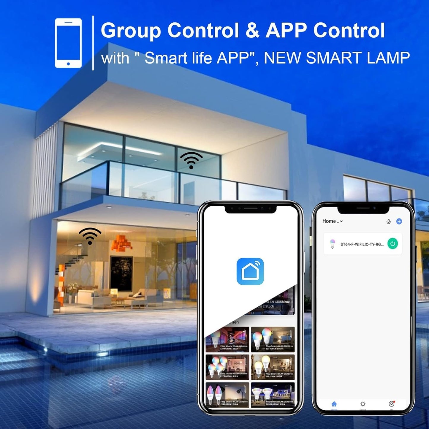 Fitop Alexa Smart Light Bulbs, E14 WiFi LED Lamps, Dimmable Light Bulb, 4.9 W, 470 Lm + 2700-6500 K + RGB 16 Million Colours, App Control, Compatible with Alexa/Google Home, Voice Control, Pack of 2