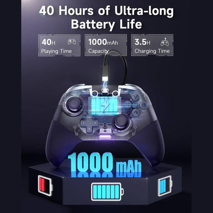 EasySMX X10 PC Controller - No Stick Drift, No Dead Zone Wireless Controller for PC, Steam and Switch - Upgraded Bluetooth controller with Four Hall Effect - include a Swappable Faceplate