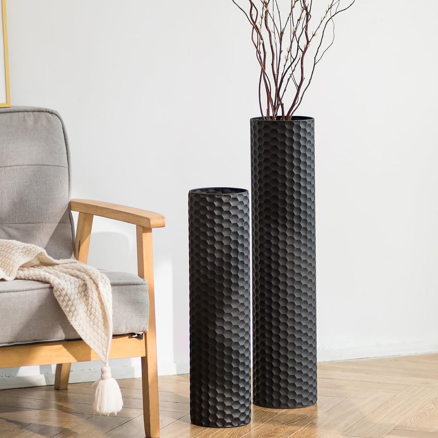 Vaze decorative Sziqiqi Modern Black Floor Vases set 2 metal 7055cm